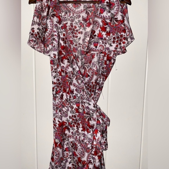 Gigi Parker Floral Midi‎ Wrap Dress Prairie Cottagecore Feminine Women L Boho - Picture 5 of 10
